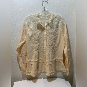 Anthropologie Intropia Lace top Nude long sleeve  Spain 40 (US 8)